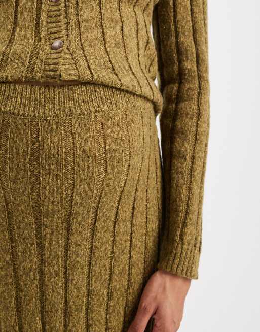 Mamalicious Maternity rib knit midi skirt in chartreuse - part of a set, 4 of 5