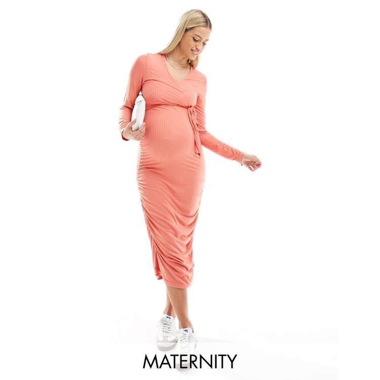 strapless open back dress Ripe Maternity Luxe Knit Off Shoulder Dress - Pink main image 0