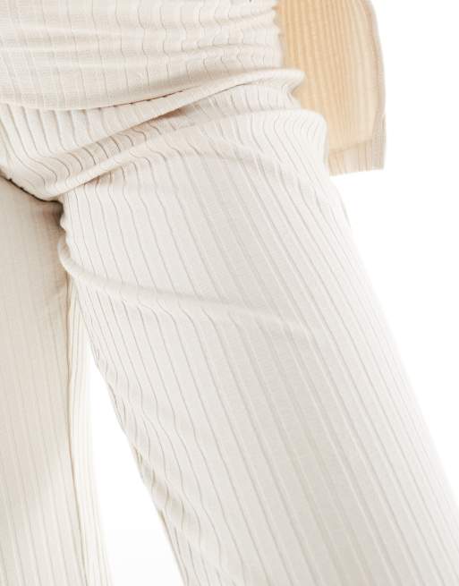 Mamalicious Maternity ribbed jersey flare in cream - part of a set, 3 of 5
