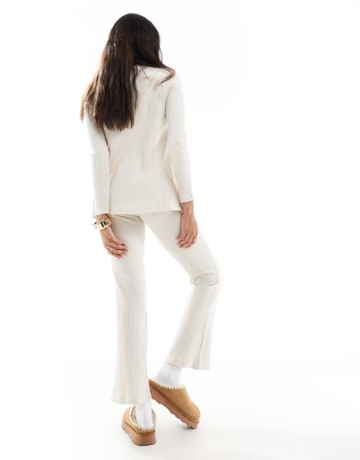 Mamalicious Maternity ribbed jersey flare in cream - part of a set, 4 of 5