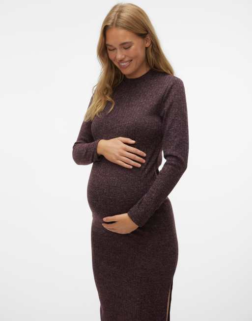 Mamalicious Maternity knit midi dress in black