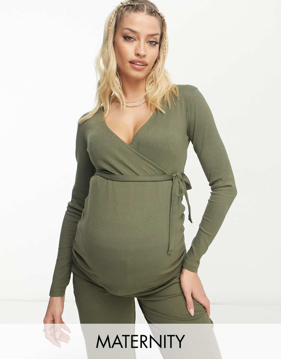 Mamalicious maternity sweater in khaki