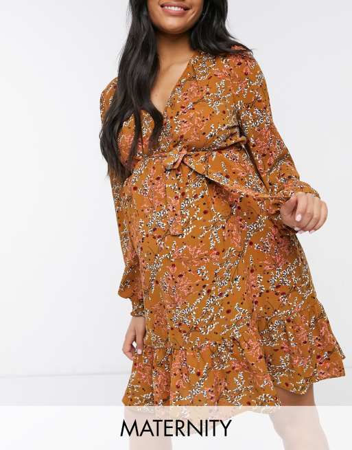 Robe De Grossesse MAMALICIOUS - Col En V, Manches Longues, Avec Ouverture D'allaitement Dissimulée - Confort Et Style Pendant La Maternité