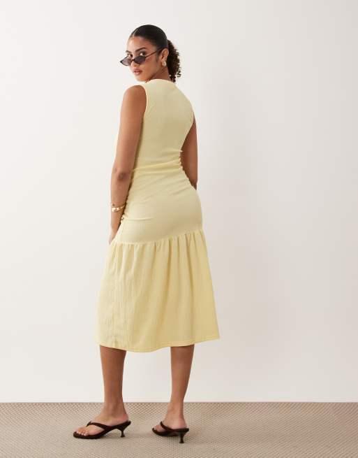 Mamalicious Maternity - Robe mi-longue sans manches à taille basse - Jaune, 4 de 4