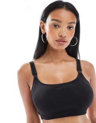 Mama.licious Mamalicious Maternity Seamless Activewear Bra With Nursing Function In Black