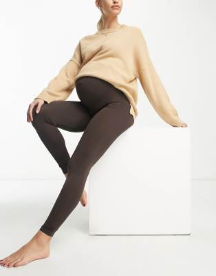 Mamalicious Maternity seamless legging in chocolate brown set