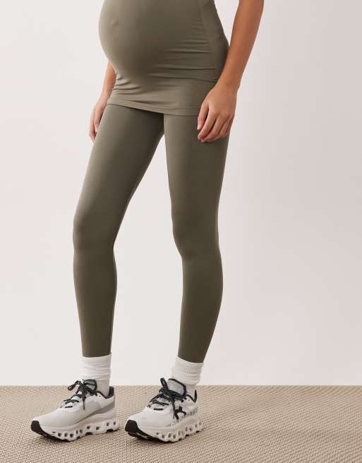 Mamalicious Maternity seamless leggings co-ord in khaki, 2 of 5