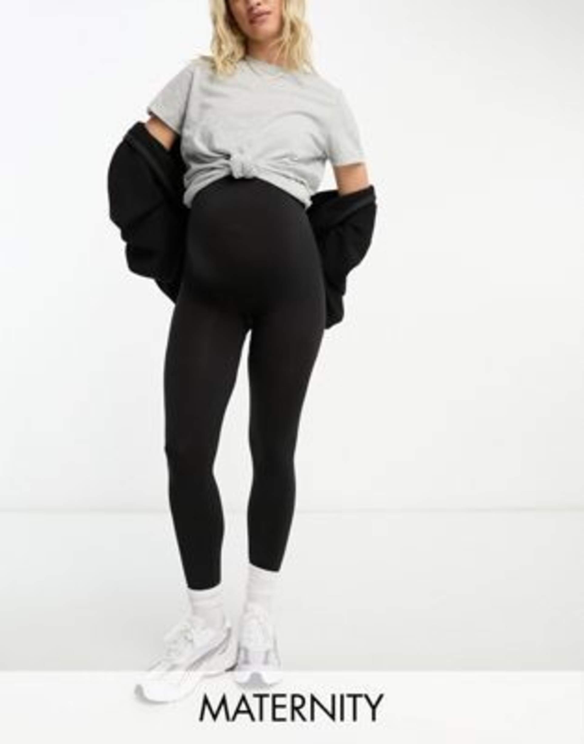 mamalicious maternity seamless leggings in black