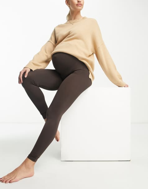 Mamalicious Maternity seamless leggings in chocolate brown (part of a set) - view 1