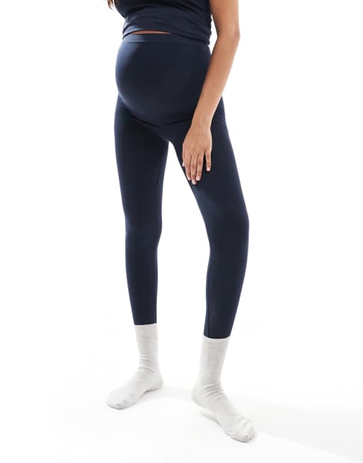 Mamalicious Maternity seamless leggings in dark sapphire (part of a set), 2 of 5