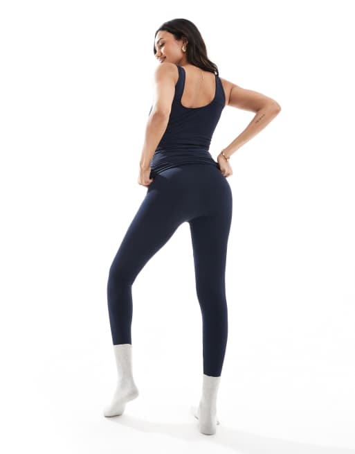 Mamalicious Maternity seamless leggings in dark sapphire (part of a set), 3 of 5