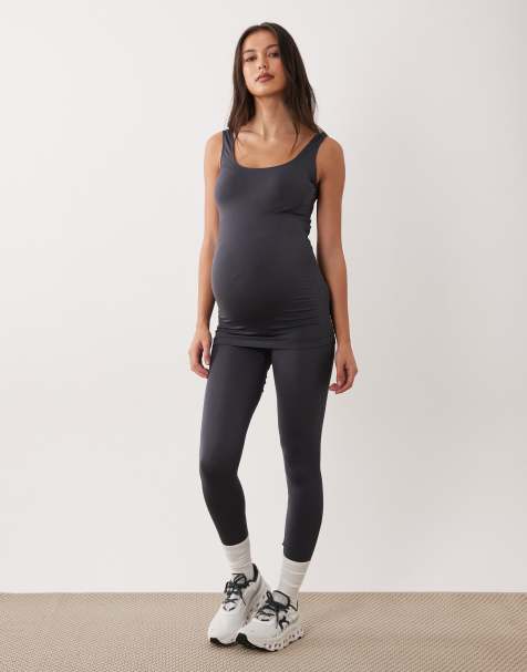 Mamalicious Maternity seamless leggings in gray - part of a set - view 1