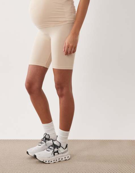 Mamalicious Maternity seamless shorts in beige (Part of a set) - view 1
