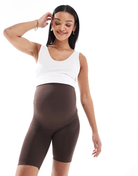 Mamalicious Maternity seamless shorts in chocolate brown - view 1