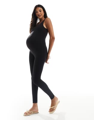 Mama.licious Mamalicious Maternity Seamless Sleeveless Jumpsuit In Black