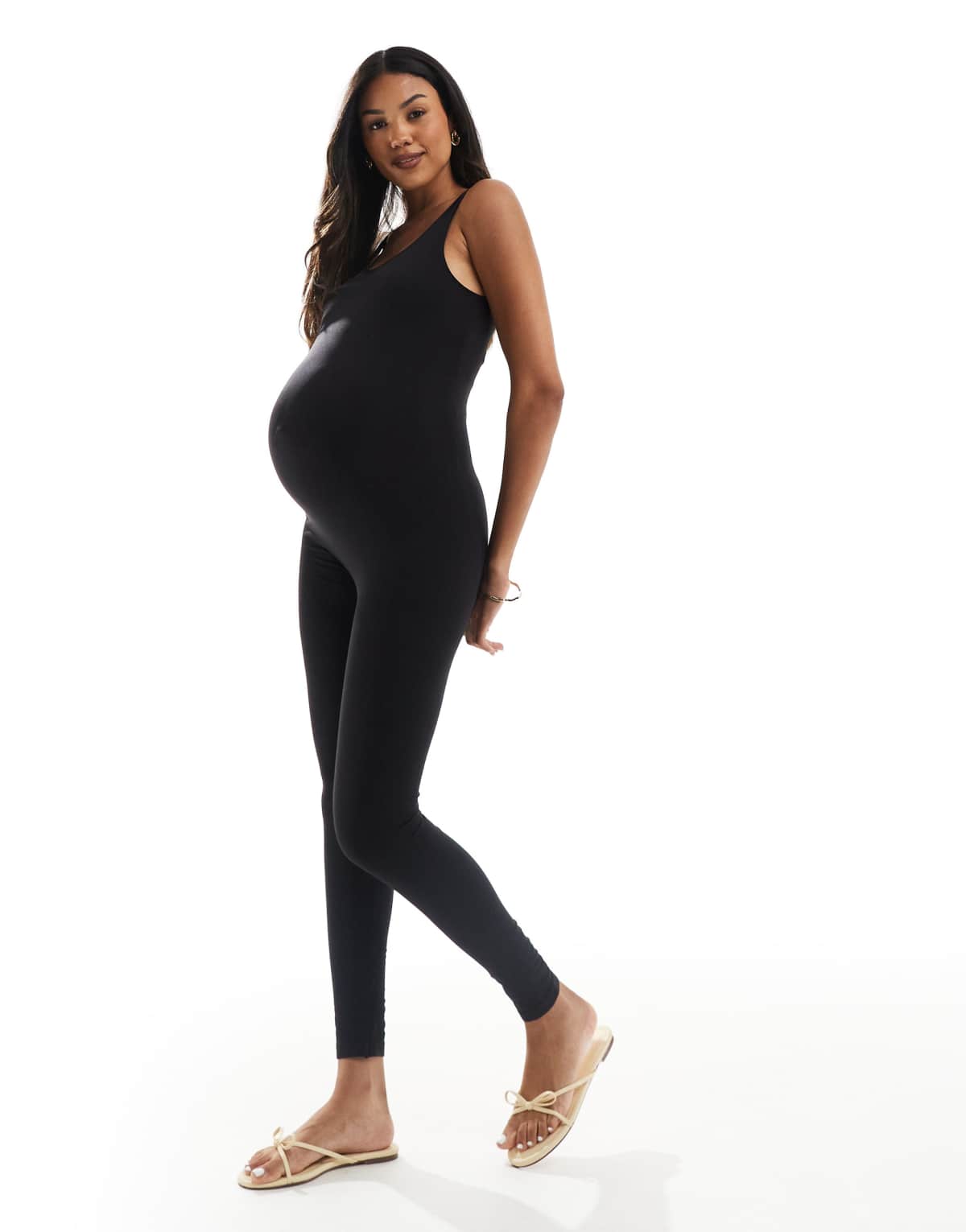 Mamalicious Maternity seamless sleeveless jumpsuit in black