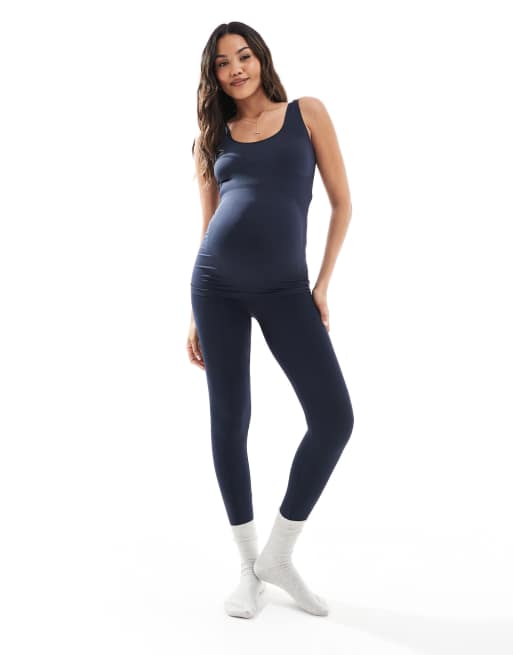 Mamalicious Maternity seamless tank top in dark sapphire - part of a set, 3 of 4