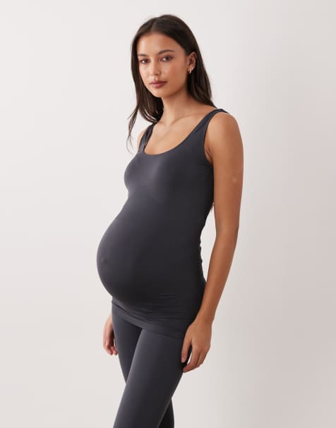 Mamalicious Maternity seamless tank top in gray - part of a set - view 1