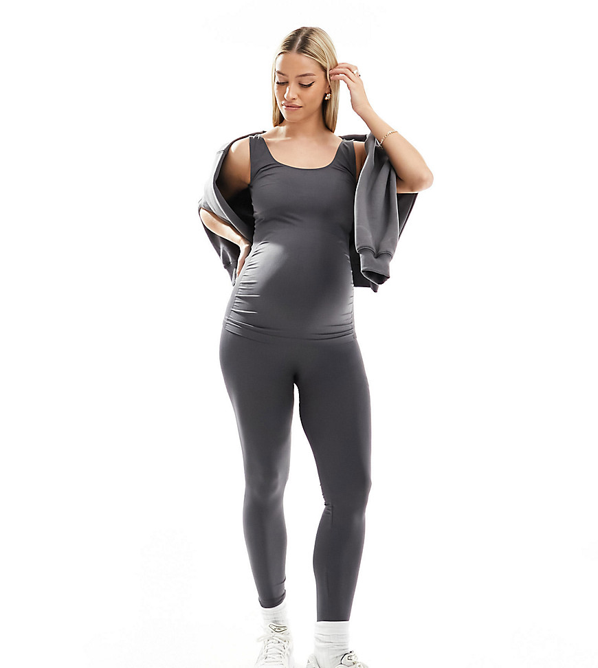 Mamalicious Maternity seamless vest top co-ord in grey