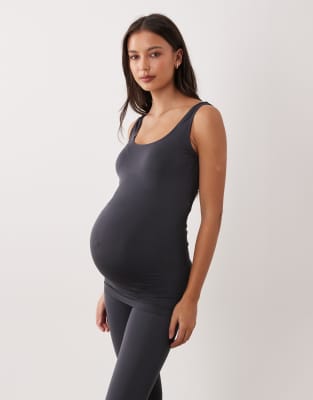 Mama.licious Mamalicious Maternity Seamless Vest Top Co-ord In Gray