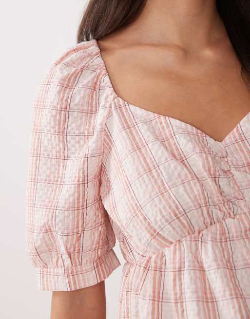 plaid fitted maternity dress HATCH Collection The Molly Mini Dress in Madras Plaid main image 1