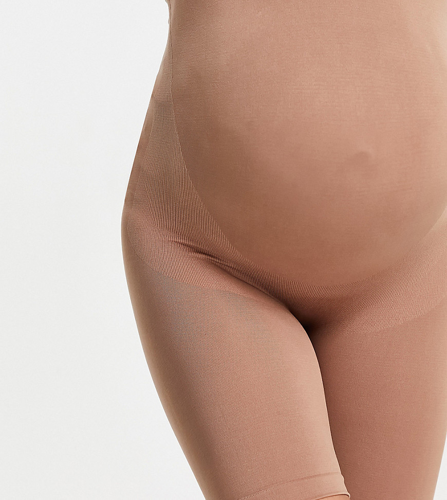 mamalicious maternity - shapewear-shorts med taljebånd over maven i lysebrun