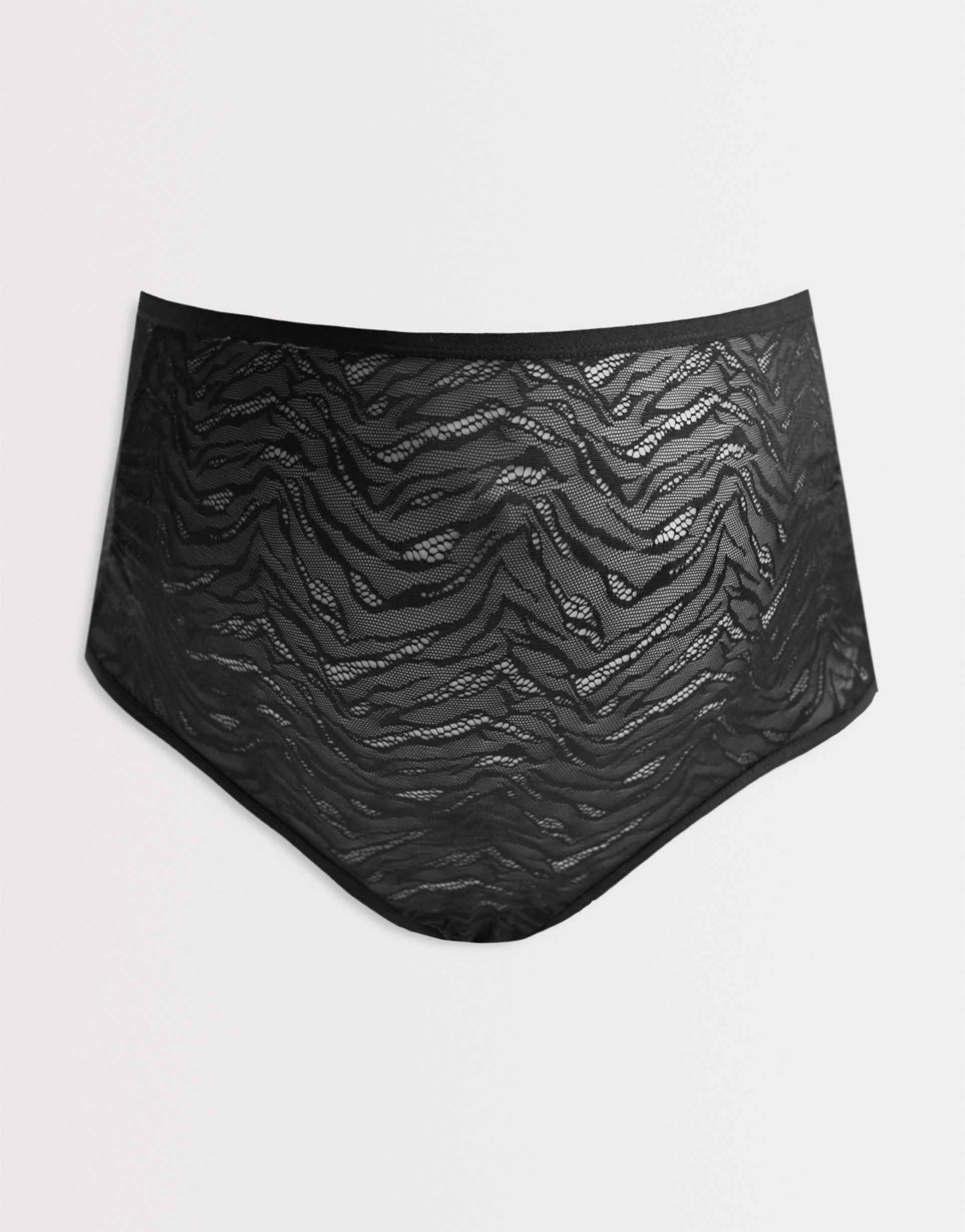 mamalicious maternity sheer zebra mesh over the bump briefs in black