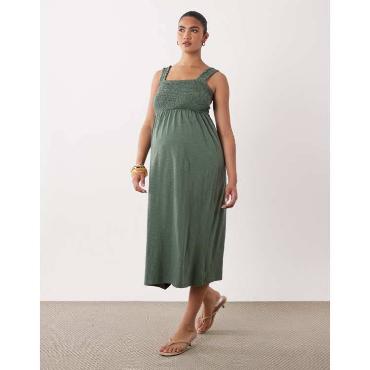 green maternity maxi dress Long Sleeve Empire Waist Maxi Dress