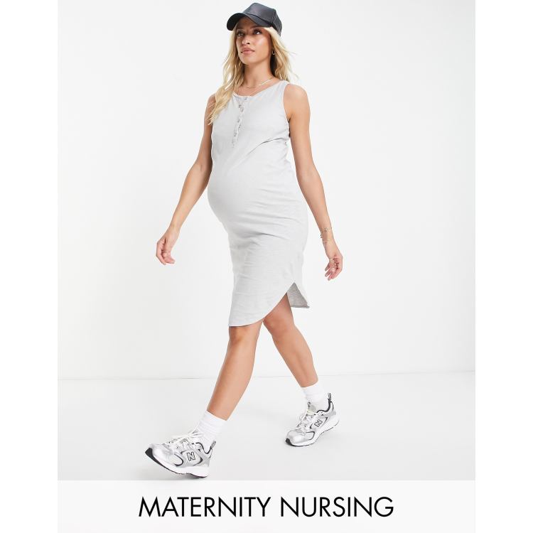 Maternity & Nursing dress - Grey Marle – BAE The Label Australia