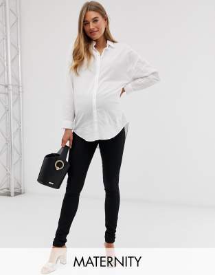 Mamalicious Maternity slim jeans with bump band in black - ASOS Price Checker