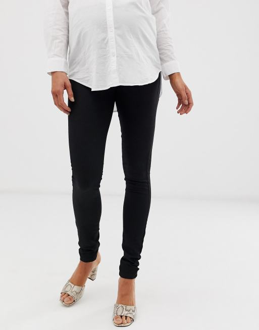 Mamalicious Maternity slim jeans with bump band in black, 4 of 4