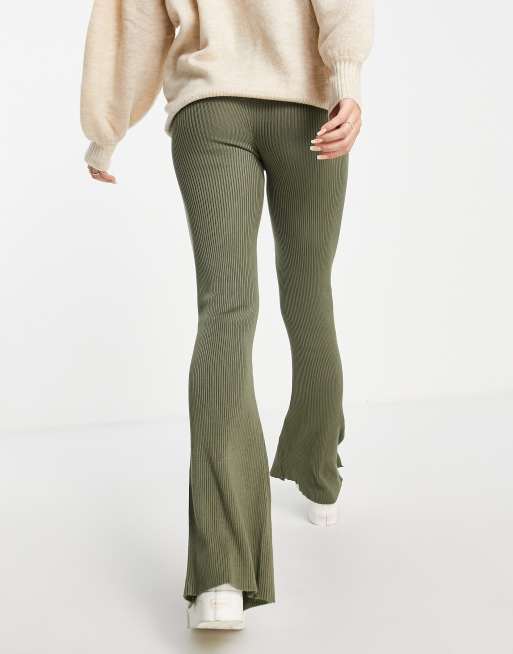 Mamalicious Maternity slit front leggings in khaki - part of a set