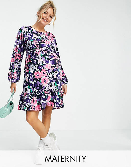 Mamalicious Maternity smock dress in bright floral