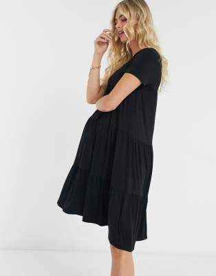 black jersey dress midi