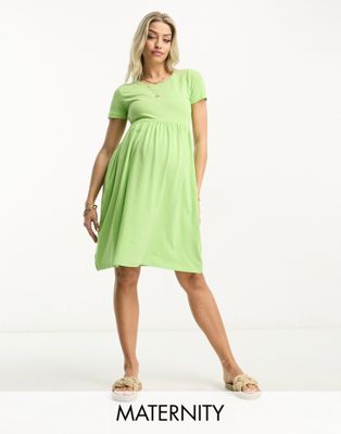 Mamalicious Maternity smock mini dress in green