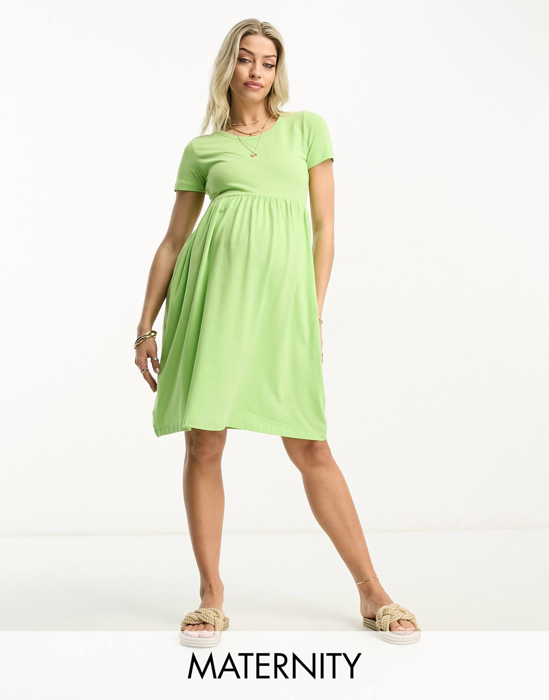 mamalicious maternity smock mini dress in green