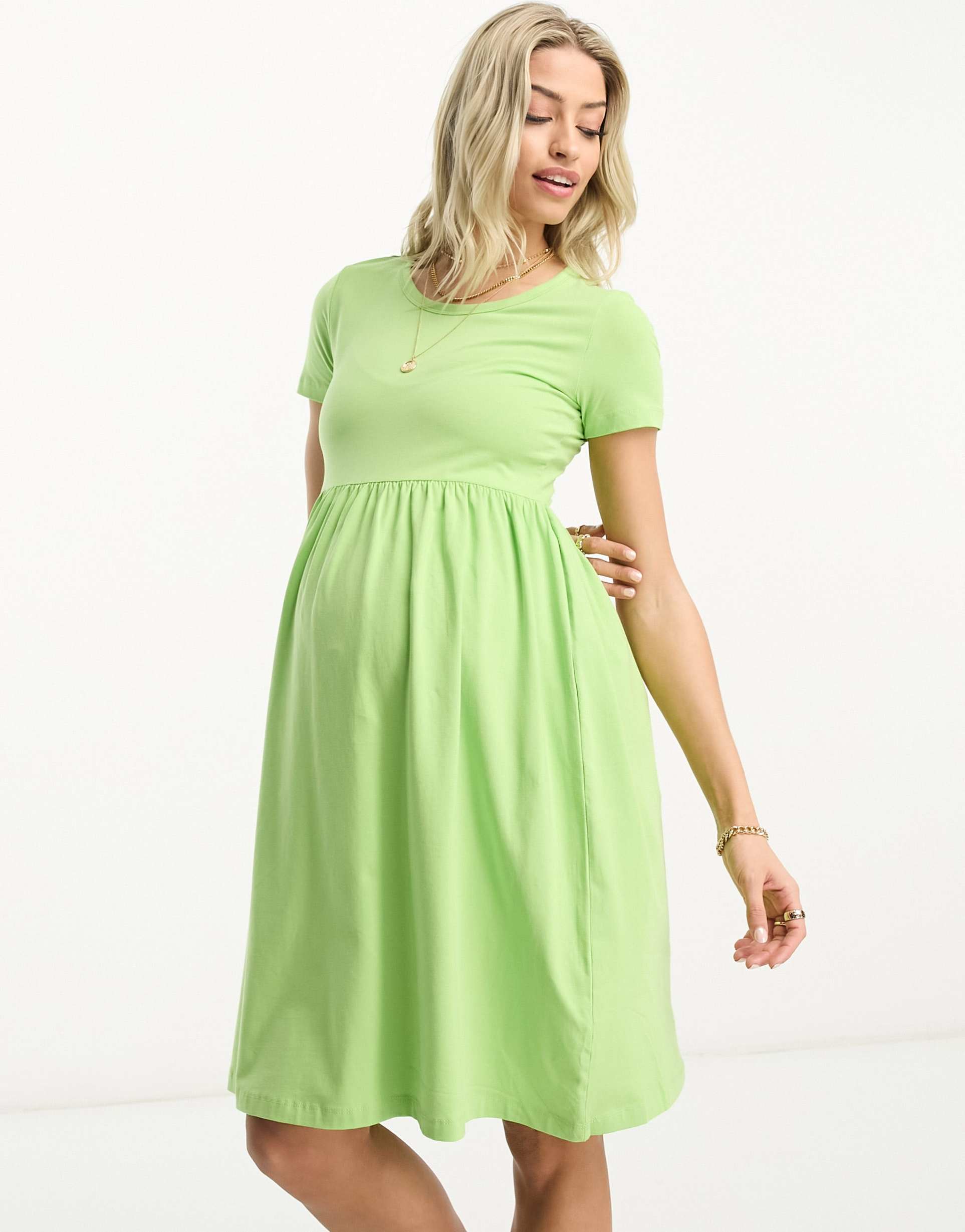 mamalicious maternity smock mini dress in green