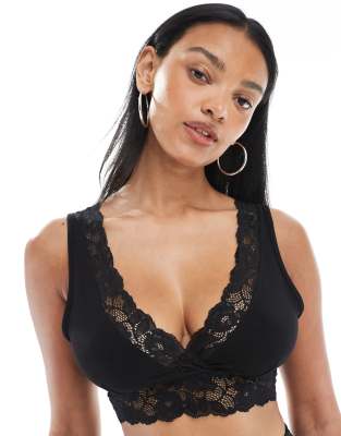 Mama.licious Mamalicious Maternity Soft Lace Nursing Bralette In Black