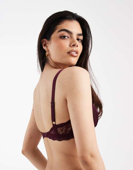 Mamalicious Maternity soft lace nursing bralette in burgundy, 3 of 4
