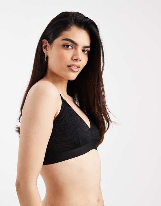 Mamalicious Maternity soft nursing bralette in black zebra, 2 of 4