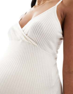 Mama.licious Mamalicious Maternity Soft Ribbed Nursing Nightgown In White