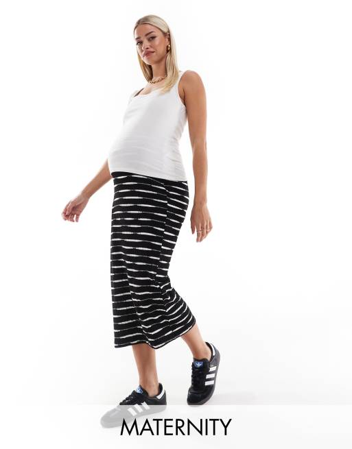 Mamalicious - Maternity - Sort jersey-midinederdel i farveskiftende garn