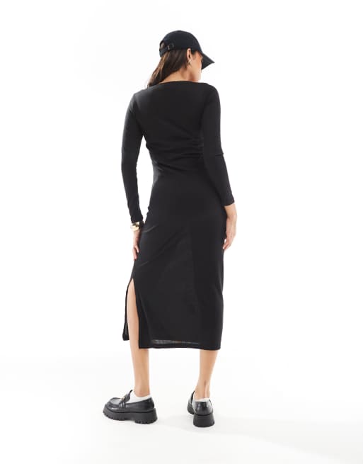 Mamalicious Maternity - Sort maxikjole i blødt jersey, 3 af 4