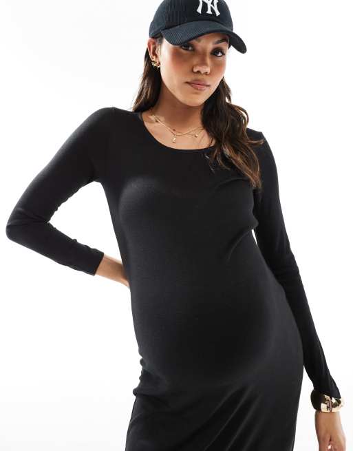 Mamalicious Maternity - Sort maxikjole i blødt jersey, 4 af 4