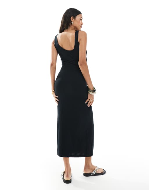 Mamalicious Maternity - Sort tanktop-kjole i ribbet jersey i maxilængde, 2 af 4