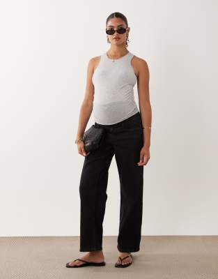 Mamalicious Maternity - Soul - Jeans in Schwarz mit Überbauchbund und weitem Bein Schwarz M