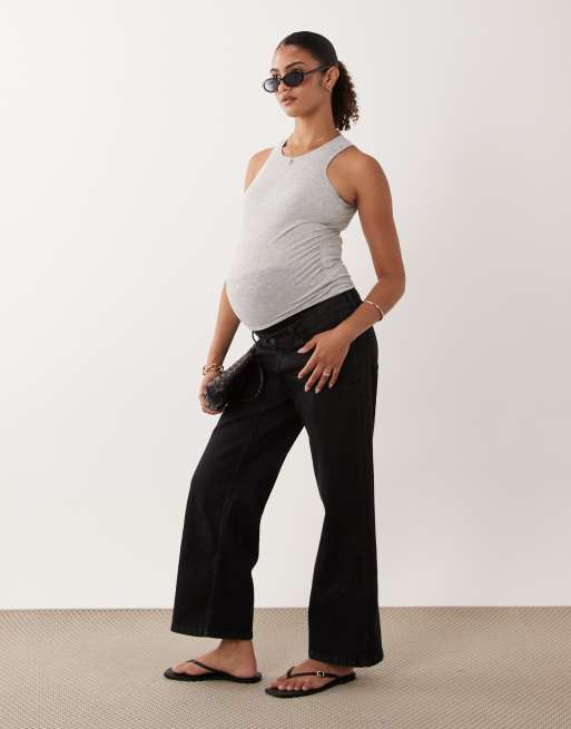 Mamalicious Maternity – Soul – Jeans in Schwarz mit Überbauchbund und weitem Bein, 2 von 5