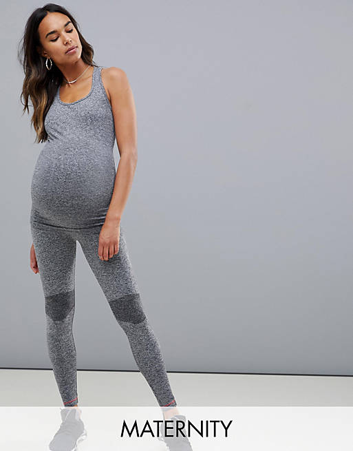 Mamalicious Maternity sports gym leggings in grey marl