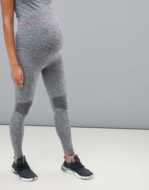 MAMA Seamless sports tights - Dark grey marl - Ladies