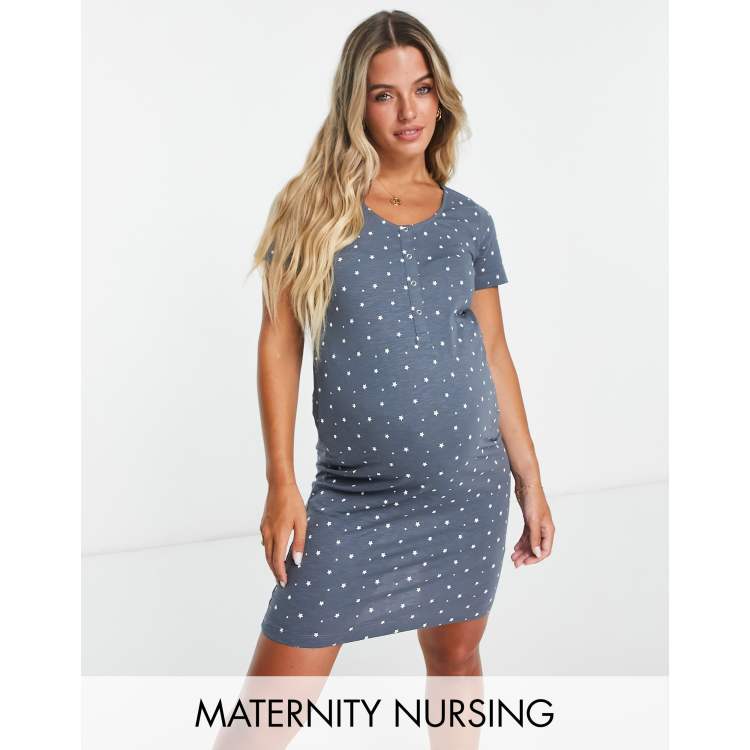 Maternity night clearance dress with buttons